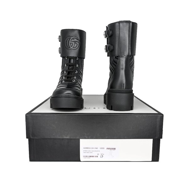 Gucci 628855 Women's Interlocking Gg Logo Matelasse Leather Ankle Boots - Picture 9 of 13